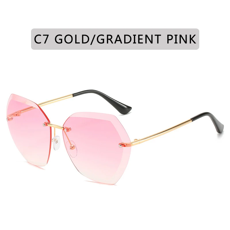 black cat eye sunglasses 2022 New Fashion Brand Design Vintage Rimless Pilot Sunglasses Women Men Retro Cutting Lens Gradient Sun Glasses Female UV400 big round sunglasses Sunglasses