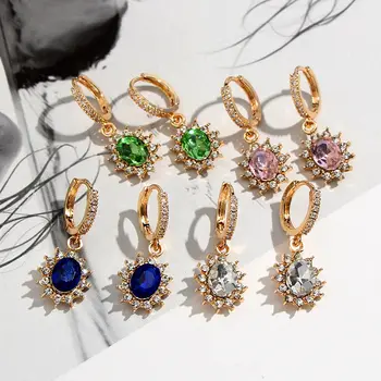 

2020 New Fashion Crystal Drop Earrings for Women Multicolor Rhinestone Geometric Earring Exquisite Elegant Jewelry Party Gift