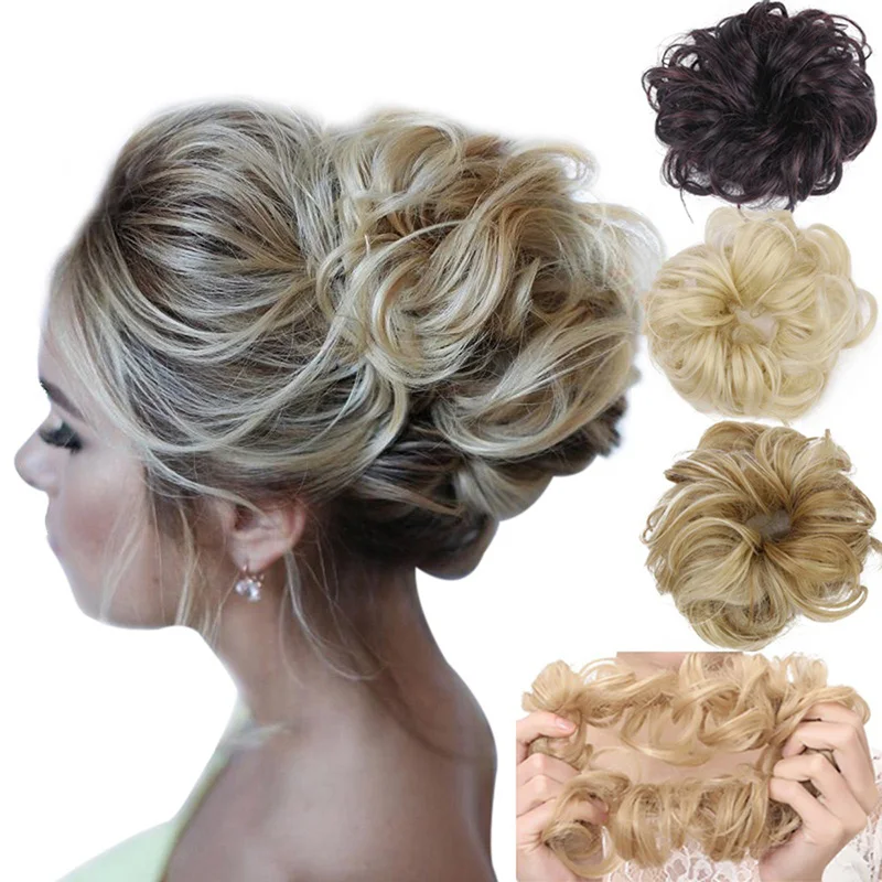 

22 Color Women Naturally Curly Chignon Hair Clip In Hairpiece Extensions Bun for Brides Synthetic High Temperature Fiber Chignon