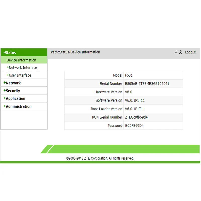 100% Original New PPPOE F601 V6.0 GPON Terminal