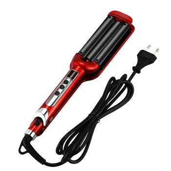 

EU Plug Curly Hair Artifact Three Tube Curling Iron Liquid Crystal Display Temperature Pear Flower Head Hair Curler Hair Curlers