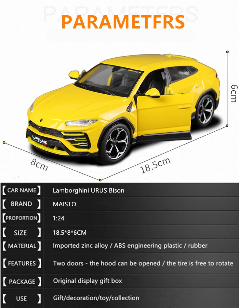 Maisto 1:24 Lamborghini URUS SUV сплав гоночный автомобиль-трансформер модель автомобиля Моделирование Украшение автомобиля коллекция Подарочная игрушка