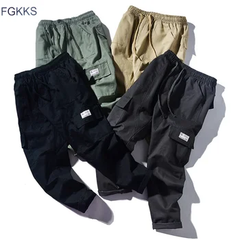 

FGKKS Quality Brand Men Casual Pants Fashion Harajuku style Men's Cotton Solid Color Trousers Comfortable Wild Cargo Pants Male