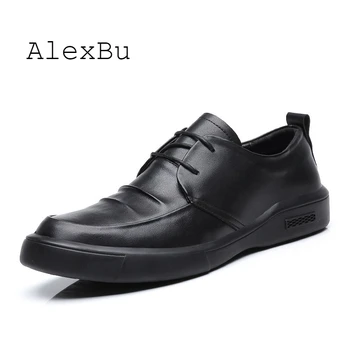 

AlexBu Autumn Men's Casual Shoes Luxury Men Loafers Shoes Leather Fashion Man Business Office Wedding Dress Driving Shoes