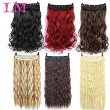 LiangMo волнистые волосы на заколках для наращивания, 24 дюйма, доступные синтетические термостойкие волокна для наращивания волос