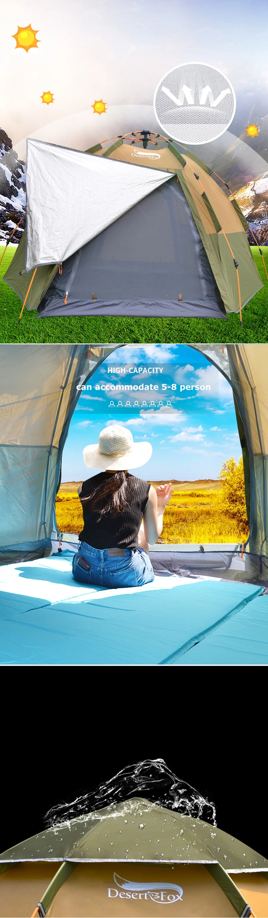 Automatic Pop-up  Tent for Family Camping Hiking and Travelling