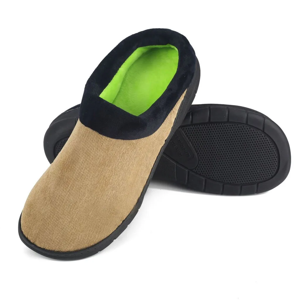 Men's Warm slippers men hot soft winter indoor slippers With Warm Floor Home Flock Slippers men suede hard-wearing cheep