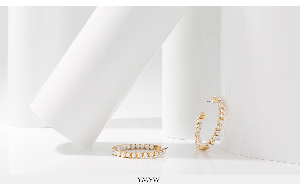 YMYW имитация жемчуга металлические круглые серьги-кольца очаровательные модные элегантные креативные серьги в стиле панк женские вечерние ювелирные изделия для ночного клуба