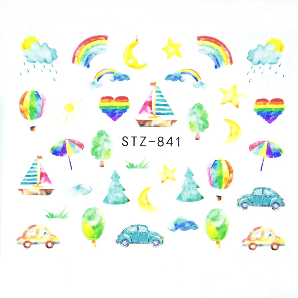 Nail Stickers Sliders For Nails For Manicure Decor Nails Set Nail Design Sliders Flower Leaf Tree Green Nail Art Watermark Decal
