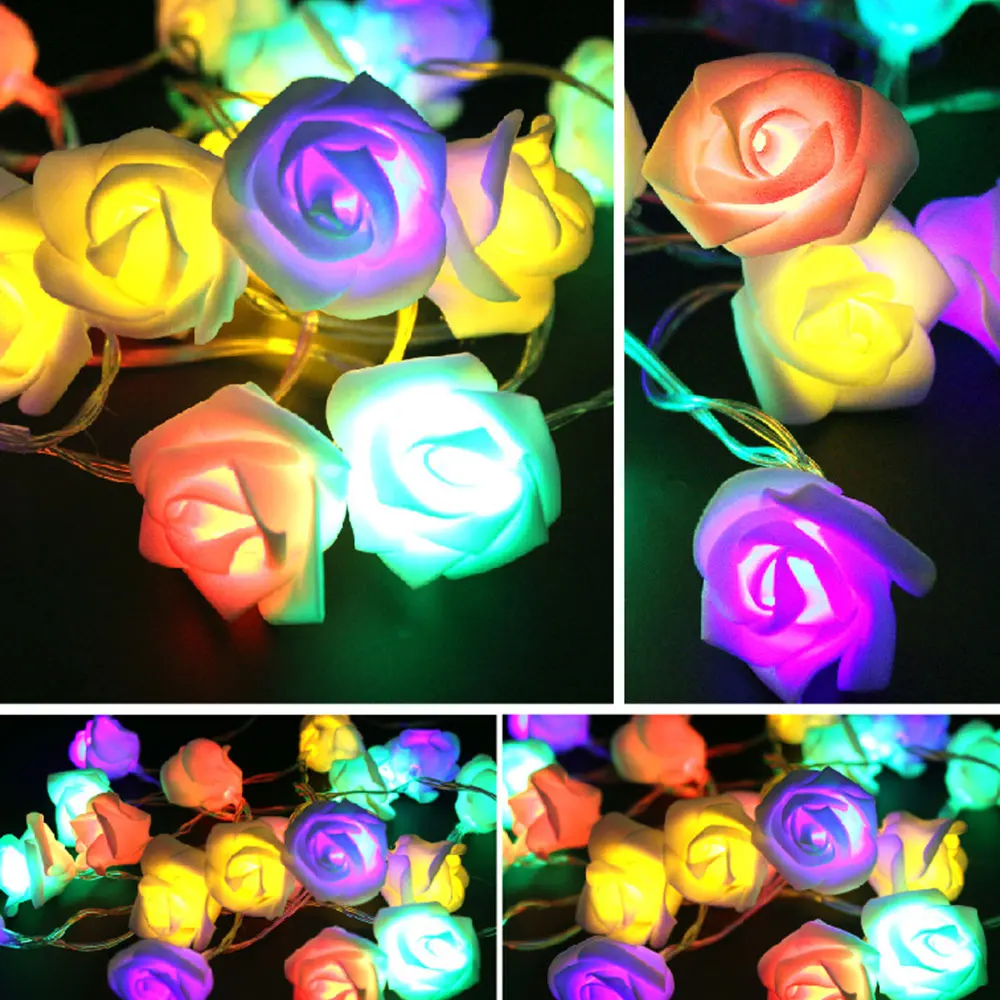 Rose Led 2 Meter Home& Garden Wedding Romantic Lighting Chains 20LED with Battery Curtains String Lights Outdoor Party Light
