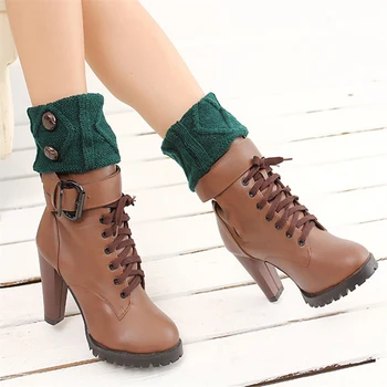 

Ladies Crochet Knitted Shell Design Boot Cuffs Toppers Knit Leg Warmers Winter Short Liner Boot Socks