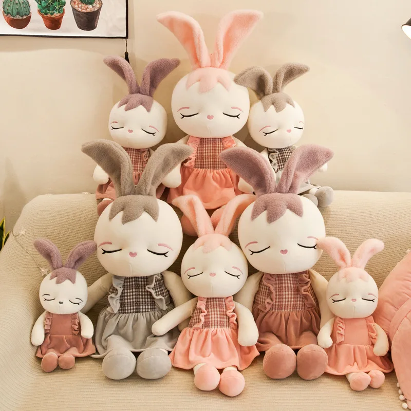 Mignon lapin en peluche jouet bébé poupée dessin animé animal en peluche lapin poupée jouet de couchage compagnon pour apaiser le cadeau de fête des enfants