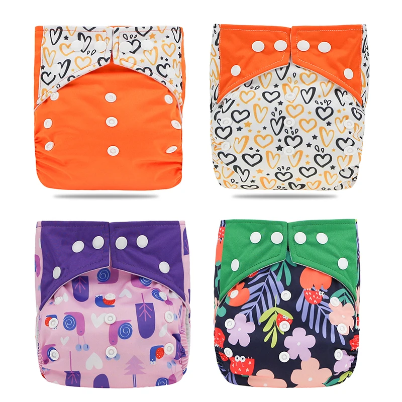 

Hot Sales 2pcs/set Diaper Pocket Washable &Reusable Baby Nappy New Print Adjustable Baby Diaper Cover