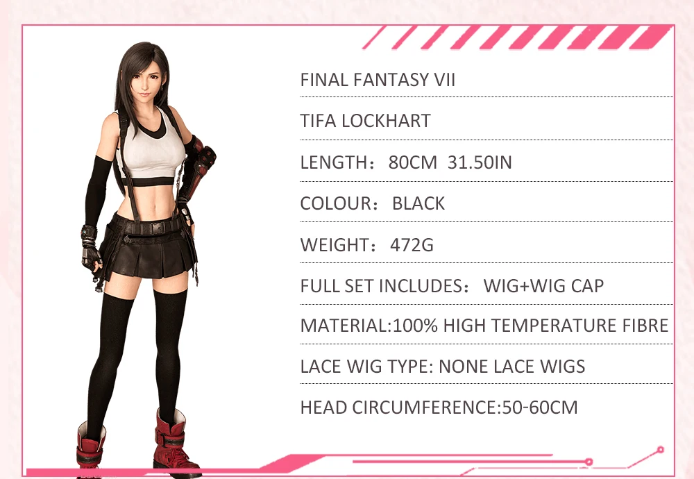 AniHut Lockhart Wig Final Fantasy Vii Cosplay Black Synthetic Heat Resistant Hair Tifa -Zentai shop online H8f2601cceefe48818ddda57a061fc5851.jpg