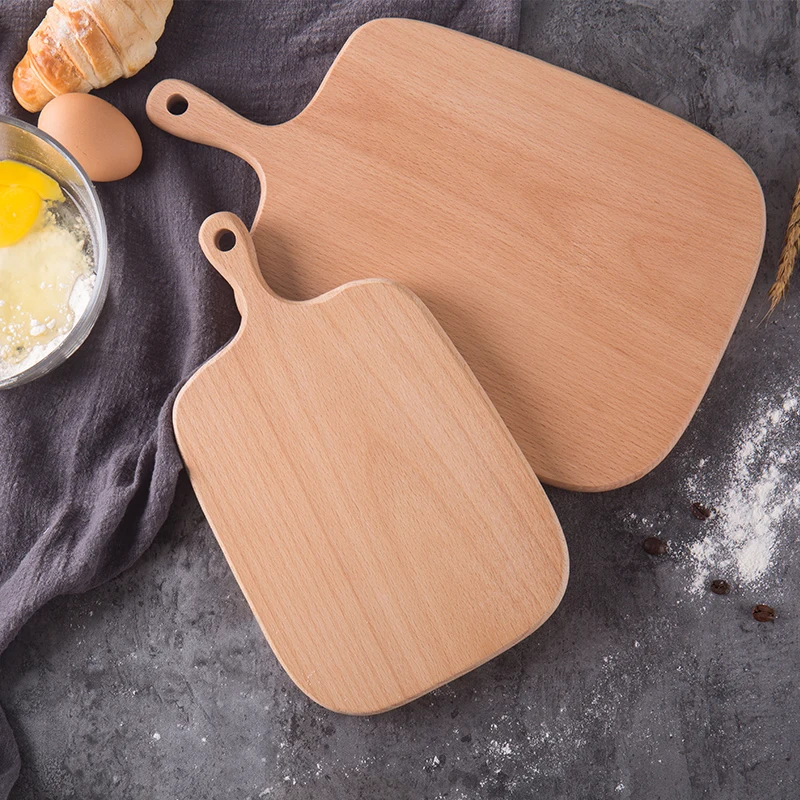 Beech Wood Cutting Board Wooden Bread Board Pastry Cheese Serving Pizza Paddle Kitchen Chopping Board with Handle Kitchen Tools (4)