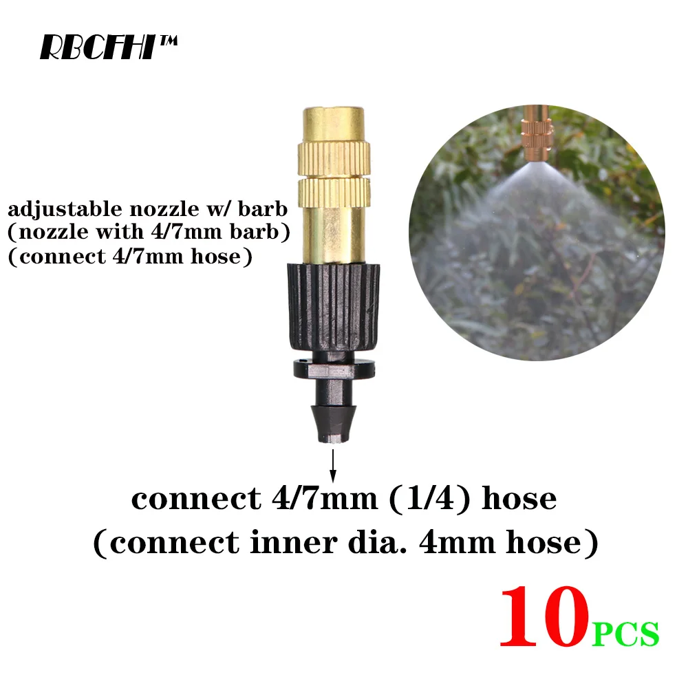 Micro Drip Irrigation Misting Brass Nozzle Garden Spray Cooling Parts Copper Sprinkler with Connector 10PCS 5 Types garden sprinkler plants irrigation kits drip irrigation spike garden irrigation nozzle drip irrigation