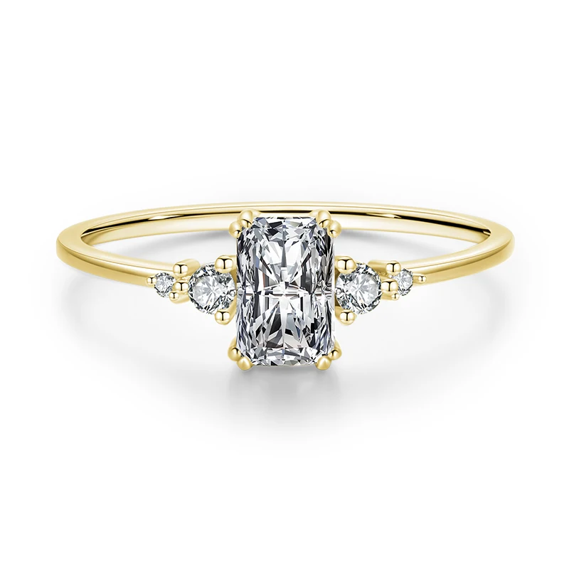 موديان مستطيل خاتم مبهر الصلبة 925 فضة واضح مكعب ز...