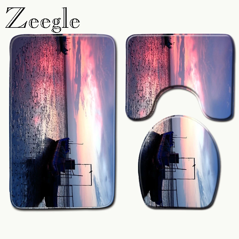 Zeegle микрофибра коврик для ванной комнаты Душ коврик для ванной нескользящий ковер машинная стирка напольный коврик для туалета набор коврики для ванной комнаты