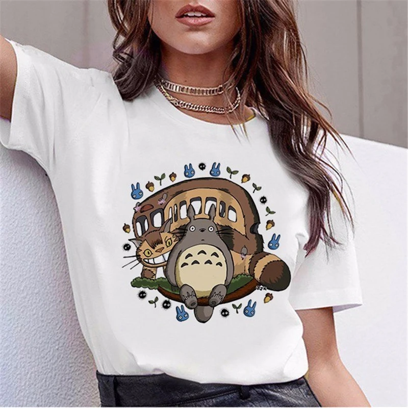 Harajuku футболка с персонажами из мультфильмов милые японские Женские топы в