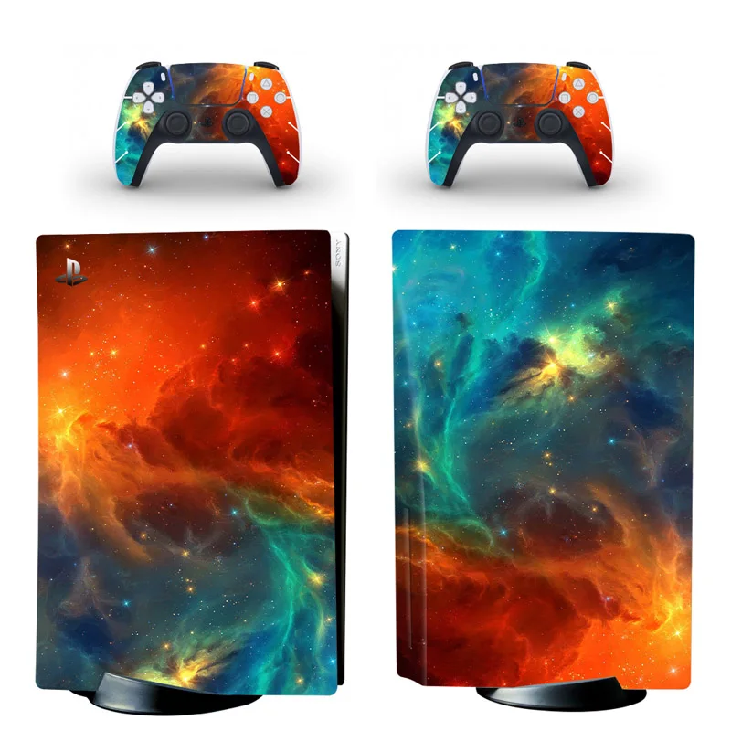 

For PS5 Disk Edition Camouflage Carbon Fiber Skin Sticker Decal for PlayStation 5 Console and 2 Controllers For PS5 Sticker