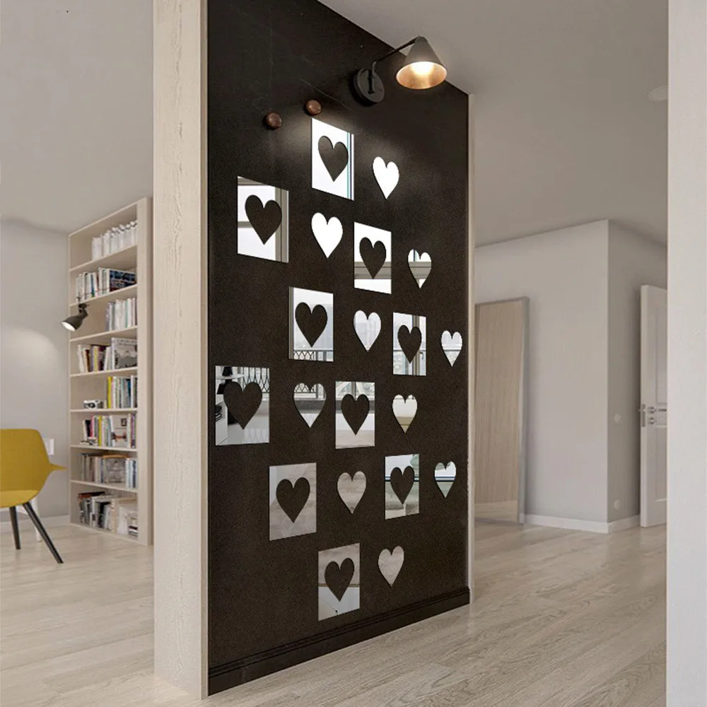 

20Pcs/Set Modern 3D Mirror Heart-shaped Acrylic DIY Wall Stickers Art Removable Decal Home Bedroom Decor Living Room Decoration