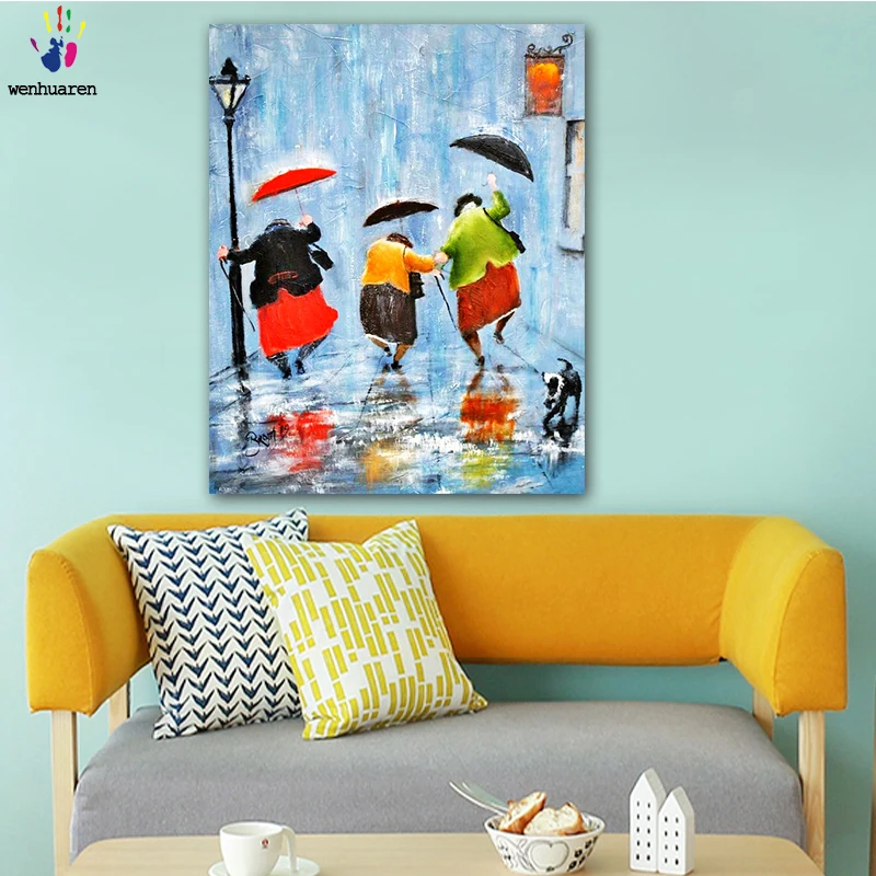 DIY Colorings Pictures By Numbers With Colors The Scenery On A Rainy Day Picture Drawing Painting Framed Home | Дом и сад