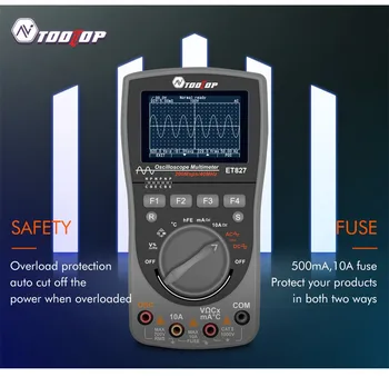 

Oscilloscope Multimeter 2-in-1 TOOLTOL ET827 200MS/S Sampling Rate 40MHZ 83X160X32mm DIY