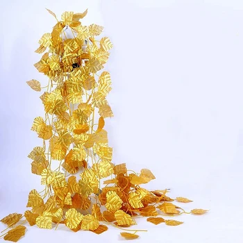 

12 pcs artificial home plant vine Christmas decorations golden leaf garland plant vine home decor Artificial plant decoration