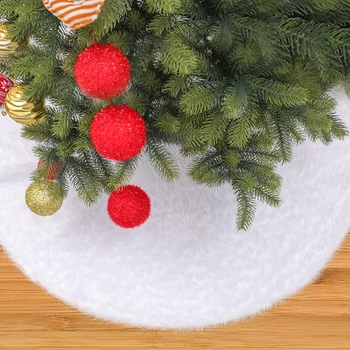 

Newly Christmas Plush Tree Skirt Pure White Long Hair Christmas Tree Decoration Tree Skirt Plush Christmas Tree Skirts
