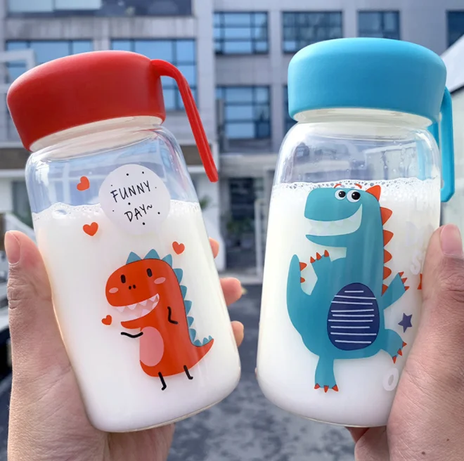 Креативная Питьевая чашка с Портативный kawaii бутылка воды милые дети(без содержания биосфенола) стеклянная чашка с соломой