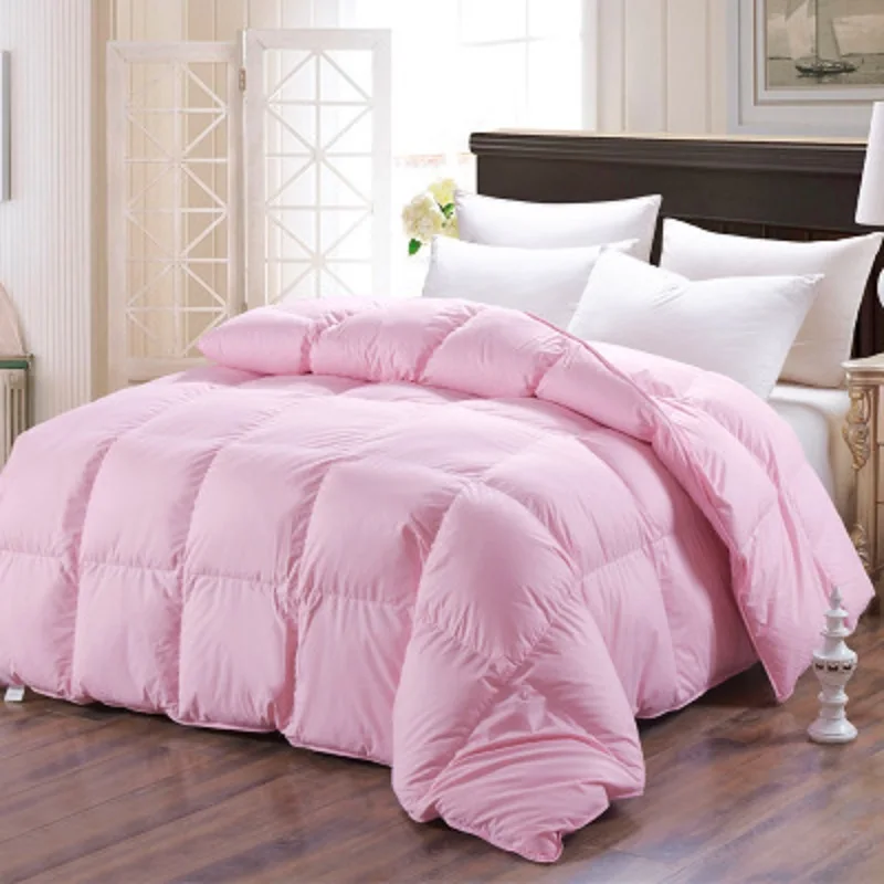 Down Duvet Winter Blanket Cotton Quilt 100% Goose Down Quilted Cotton Cover Comfortable Warm Solid Color