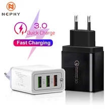 Универсальный адаптер Быстрая зарядка QC 3,0 Мульти USB зарядное устройство для iPhone 7 8 XS MAX X XR samsung S10 Plus EU US штекер Micro USB C type c
