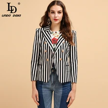 *#Best Price LD LINDA DELLA Fashion Runway Autumn Career Blazer Women's Long Sleeve Striped Printed Button Elegant Casual Ladies Coats Tops *#Best Price LD LINDA DELLA Fashion Runway Autumn Career Blazer Women's Long Sleeve Striped Printed Button Elegant Casual Ladies Coats Tops