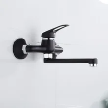 Rotatable Kitchen Faucet Wall Mounted Lengthened Copper Single Handle Basin Faucet Hot Cold Water Mixer Pool Tap Sink Faucets