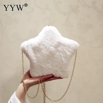 

Womens Plush Five Star Clutch Formal Evening Bag Wedding Party Dress Purse Handbag Pink White Cocktail Party Prom Cluches Purse