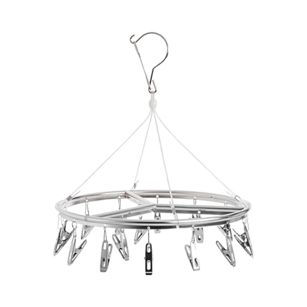 

Aluminum Alloy Clothes Hanger Multi-clips Windproof Round Underwear Laundry Rack LAD-sale