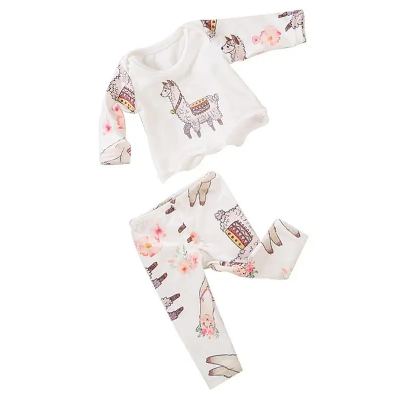 

18 Inch Girls Doll Clothes Accessories Set Print Pajamas And Pants American Newborn Clothes Fit 43 Cm Baby Dolls