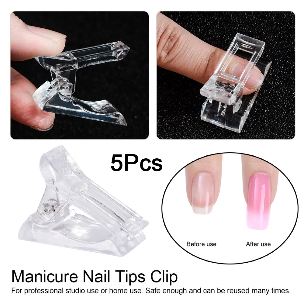 5PCS Quick Building Nail Tips Clips Clear Shaping Nails Clip Fixing