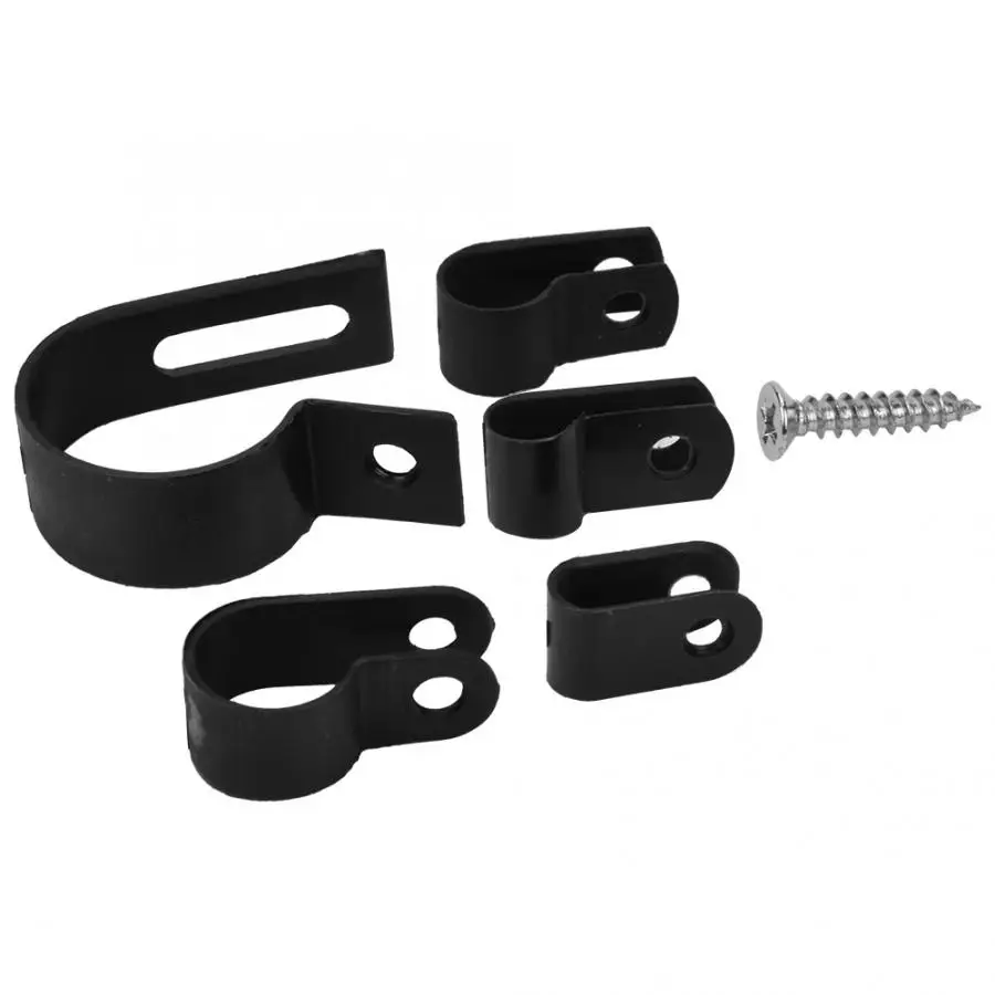 

200Pcs R Type Woodworking Tools Carpentry Cable Clamp Black Nylon + 200Pcs M4x18 Self-tapping Screw Replacement Kit