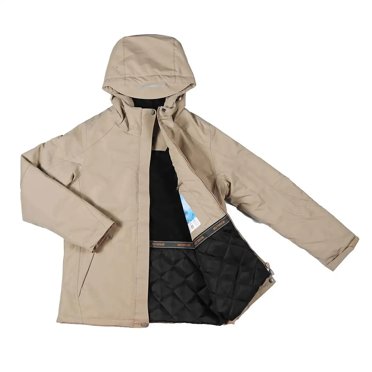 Женская зимняя куртка с подогревом, уличная USB Инфракрасная куртка, толстые хлопковые куртки с подогревом, пальто для альпинизма, лыжного спорта, 3 температурных режима - Цвет: Khaki