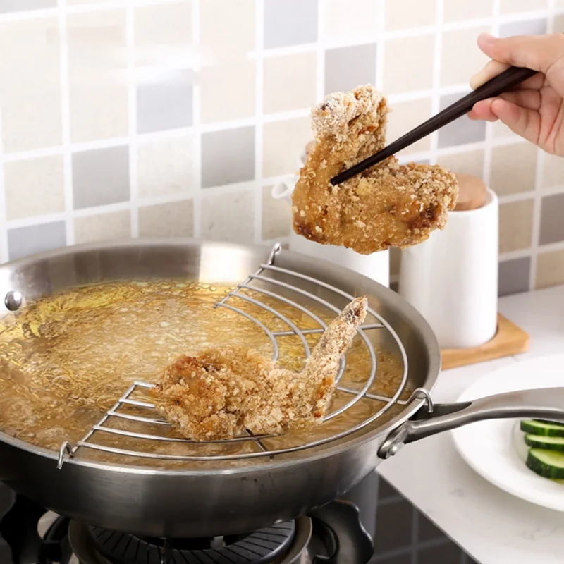 Stainless Steel Fried Food Filter Kitchen Fryer Dish Rack Steam Tools for Chicken Fries Cooking | Дом и сад