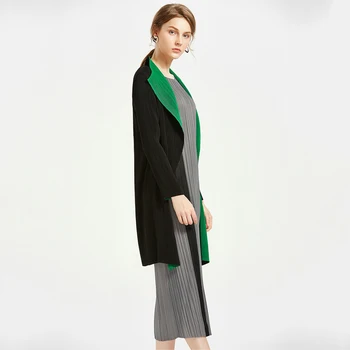 

Miyake Folds 2019 autumn Winter Women Jacket Fashion Double Thickened Wear Both Casual Long Sleeve Jackets overcoat women 2224
