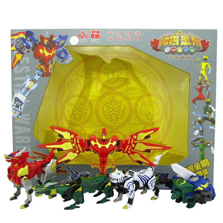 

Mythical Creatures Jingang 4-Fit Toy Dragon Reproduction of Dragon White Tiger Deformation Robot Five in One