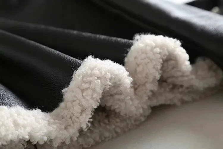 Большой женский пальто Босоножки из искусственной pu кожи женские осень-зима пальто из овечьей шерсти для детей пальто мотоциклетная кожаная куртка в стиле «панк»; верхняя одежда