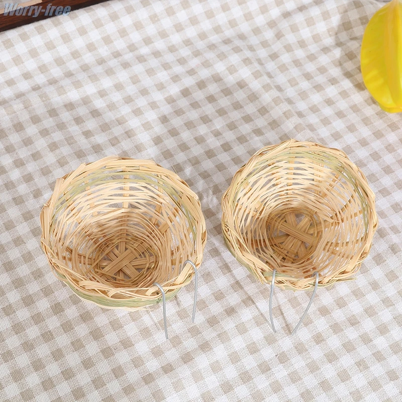 6Pcs Handmade Bamboo Bird Breeding Nest Bed for Budgie Parakeet Cockatiel Parakeet Conure Canary Finch Lovebird and Small Parrot bird house small animal sleeping bed