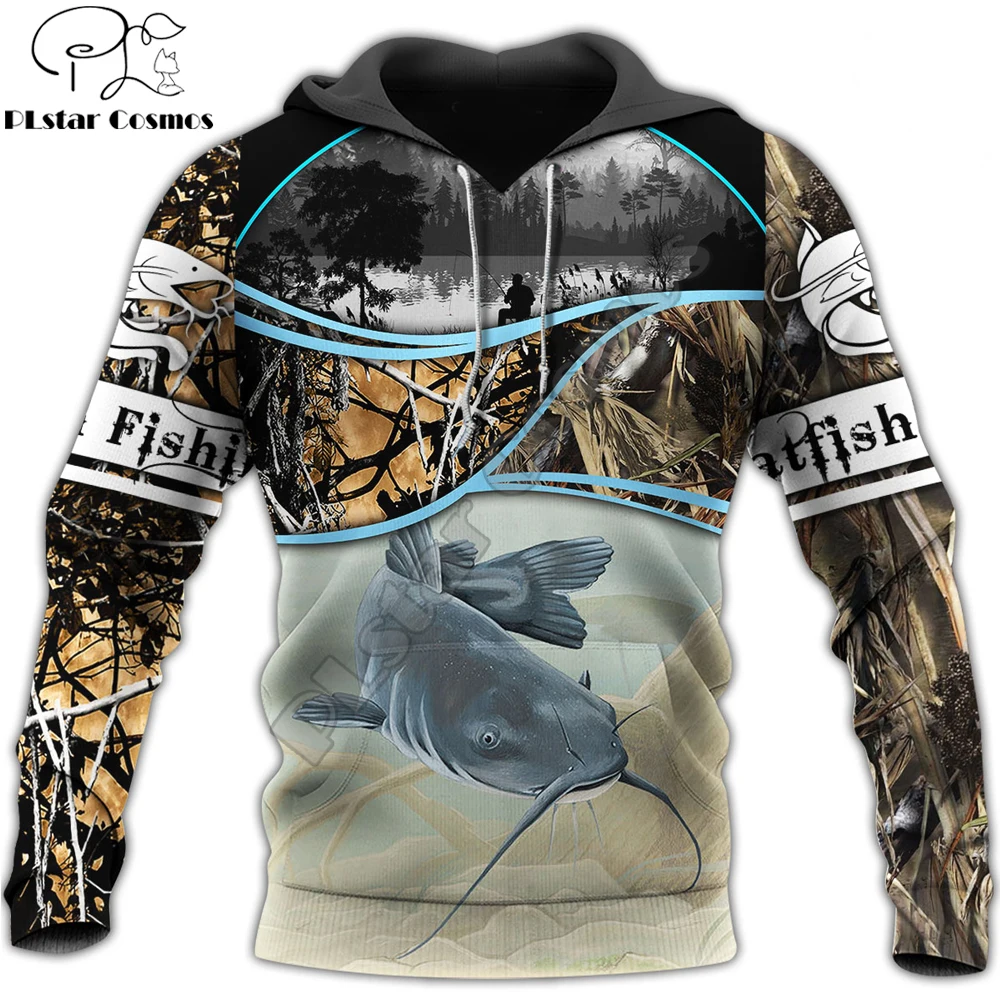 Catfish Fishing 3d Printed Mens Hoodie Harajuku Streetwear Autumn