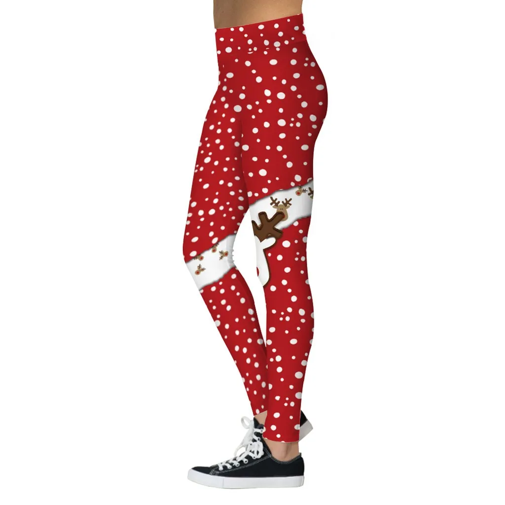 Рождественские леггинсы с высокой талией, женские спортивные штаны с принтом, спортивные штаны, рождественские леггинсы, панталоны Mujer