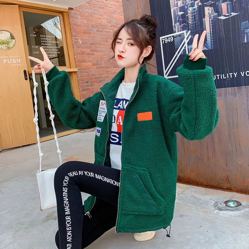 

2019 Online Celebrity Style Reversible Lambs Wool Coat Women's Short Autumn & Winter Loose-Fit Brushed And Thick Workwear