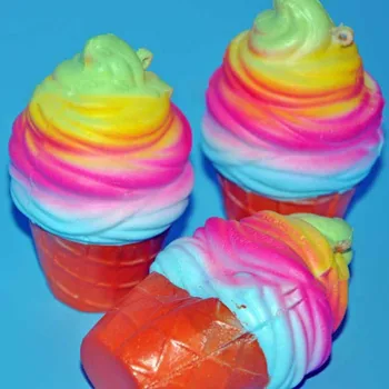 

Slow Rising Cute Squishy Rainbow Ice-cream Charm Bread Bun Cake Sweet Scented Kid Fun Toy Gift