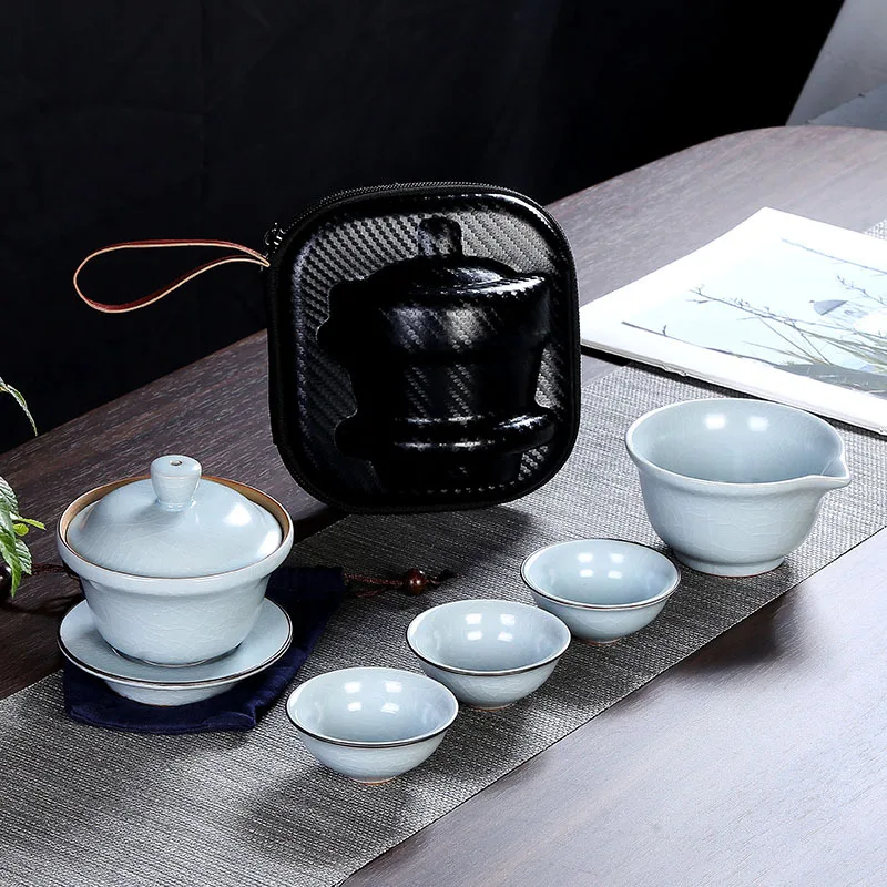 

Portable Travel Tea Set Gaming Ru Lidded-Cup Whole Set Kung Fu Tea Set-Logo Customizable